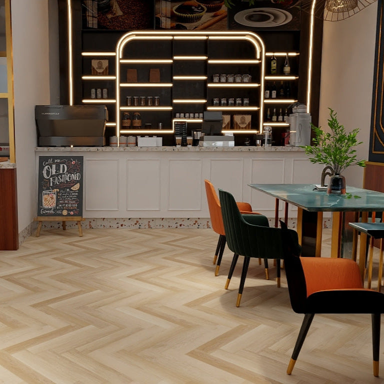 8mm SPC Herringbone Sunlit Timber (Price per m²)
